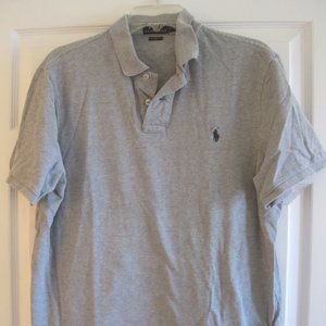 POLO RALPH LAUREN HEATHER GRAY SHORT SLEEVE PIQUE POLO SHIRT LARGE